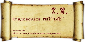 Krajcsovics Máté névjegykártya