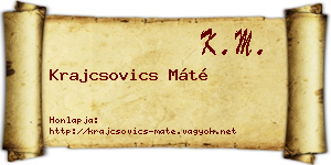 Krajcsovics Máté névjegykártya